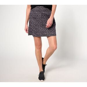 Fashion Women's Petite Skirt PL Stretch Woven Ripstop Printed Black A642828